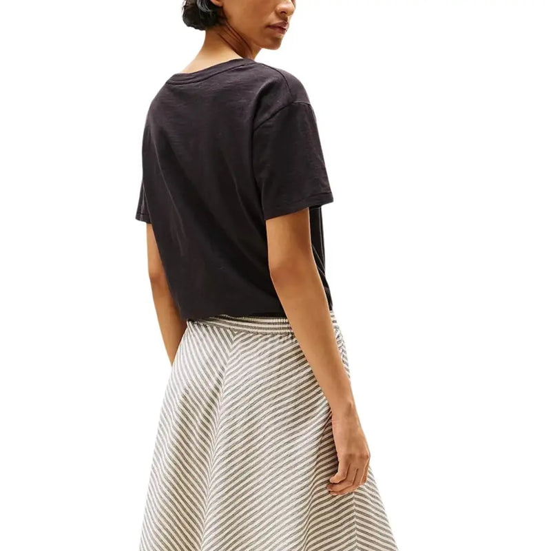 Tommy Hilfiger womens black organic cotton V-neck T-shirt