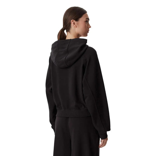 Sweat-shirt à capuche noir pour femme par Tommy Hilfiger avec des poignets côtelés à la coupe décontractée en coton biologique