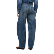 Tommy Hilfiger Jean en denim bleu pour femme, coupe mi-mollet, jambes larges et poches arrière classiques.