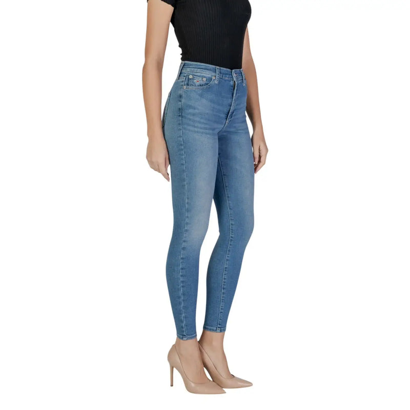 Tommy Hilfiger Jean en denim bleu clair pour femme, en coton à la texture classique et au délavage subtil, coupe skinny taille haute.