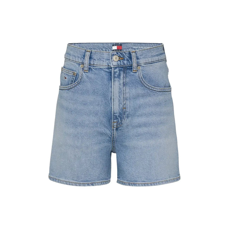 Light-wash denim shorts with a classic high-rise cut and Tommy Hilfiger branding on the waistband in cotton
