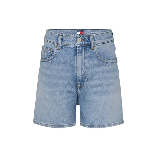 Short en jean délavé clair à taille haute classique et Tommy Hilfiger logo sur la ceinture en coton