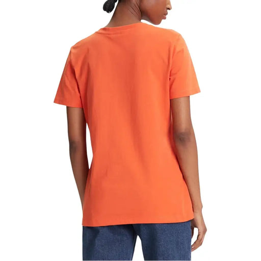Tommy Hilfiger womens orange organic cotton crew neck t-shirt
