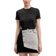 Tommy Hilfiger women organic cotton black t shirt short sleeve with subtle embossed logo across the chest