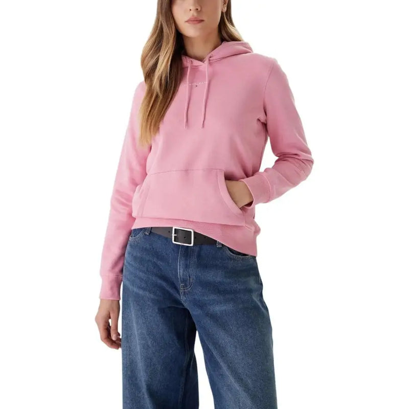 Tommy Hilfiger womens pink hooded sweatshirt with drawstring and pocket