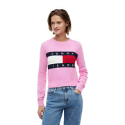 Sweat-shirt rose Tommy Jeans avec logo audacieux noir, blanc et rouge, en maille de coton biologique de la marque Tommy Hilfiger femmes