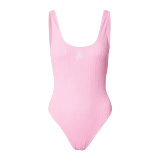 Tommy Hilfiger Maillot de bain une pièce rose côtelé pour femme, avec encolure carrée et fines bretelles, idéal pour la plage