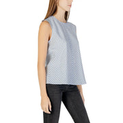 Tommy Hilfiger femmes tank top en tissu de coton léger à motif chevrons bleu clair et blanc
