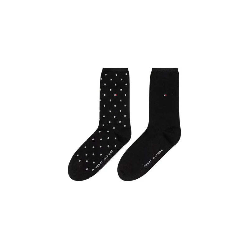 Chaussettes Tommy Hilfiger pour femme, en coton mélangé noir, taille S, à pois et noires unies avec logo à la cheville