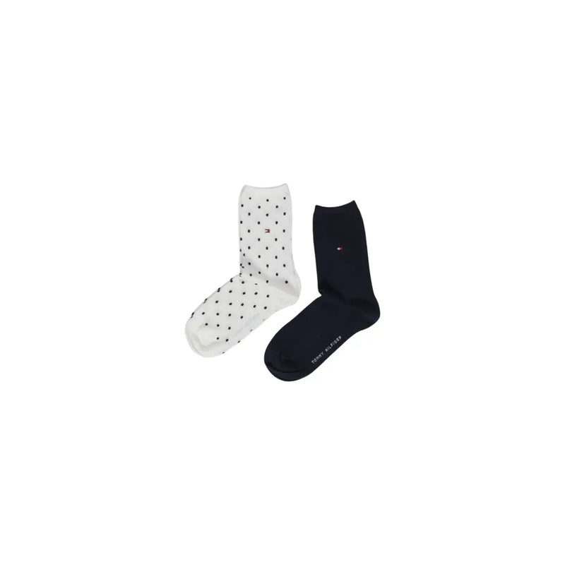 Tommy Hilfiger Chaussettes femme en mélange de coton blanc à pois noirs et bleu marine uni, taille S