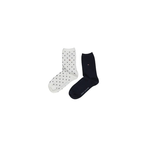 Tommy Hilfiger Chaussettes femme en mélange de coton blanc à pois noirs et bleu marine uni, taille S
