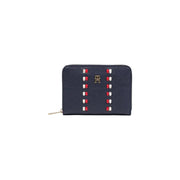 Tommy Hilfiger Portefeuille femme moyen 14 cm en cuir texturé bleu marine avec clous rouges et blancs et logo doré