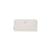 cuir blanc Tommy Hilfiger Portefeuille femme en polyuréthane avec fermeture éclair et logo discret doré sur le devant