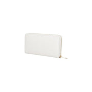 Tommy Hilfiger Portefeuille femme zippé en polyuréthane blanc avec tirette de fermeture éclair dorée et fermeture zippée sur tout le pourtour