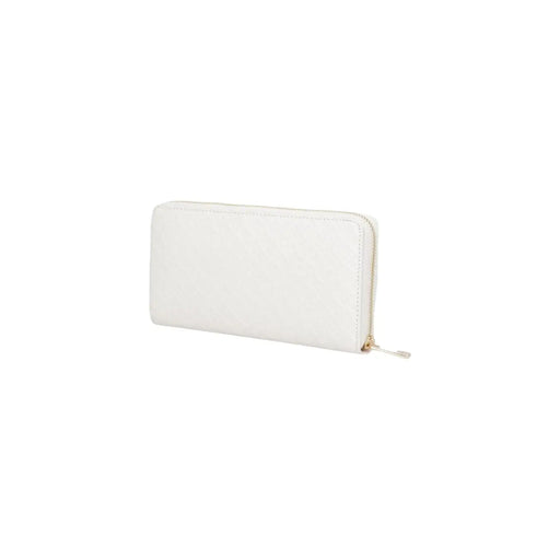 Tommy Hilfiger Portefeuille femme zippé en polyuréthane blanc avec tirette de fermeture éclair dorée et fermeture zippée sur tout le pourtour