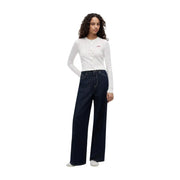 Tommy Hilfiger women white knit cardigan with scalloped hem and button front in textured fabric and round neck