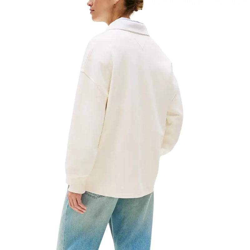 Tommy Hilfiger cream oversized cotton button-up shirt with collar