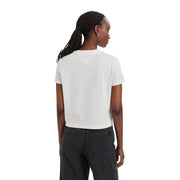 White short-sleeved organic cotton t shirt with crew neckline and minimalist design by Tommy Hilfiger women