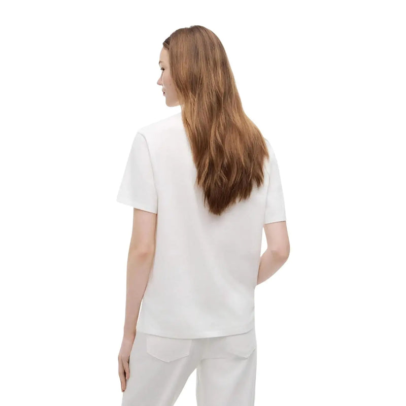 Tommy Hilfiger T-shirt à manches courtes en coton biologique blanc pour femme, avec un design minimaliste simple visible sur le devant