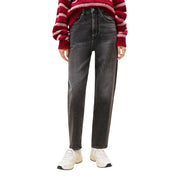 Tommy Hilfiger Jean en denim gris foncé taille haute pour femme, coupe droite