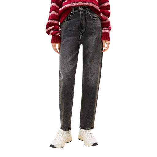 Tommy Hilfiger womens high-waisted dark gray straight-leg denim jeans