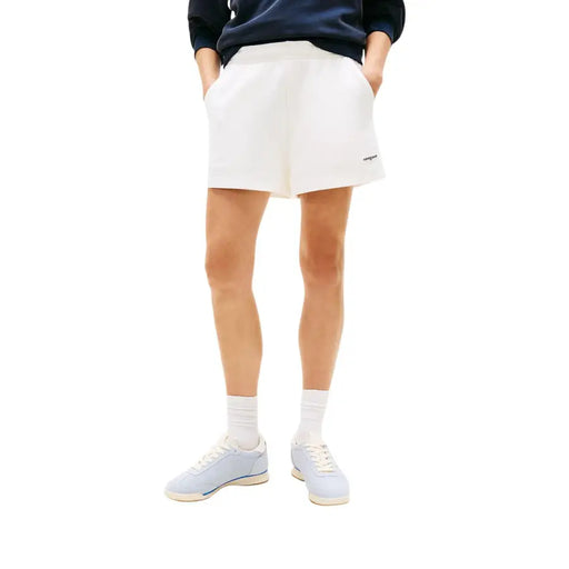 Tommy Hilfiger Short noir en coton biologique pour femme avec broderie blanche sur le côté