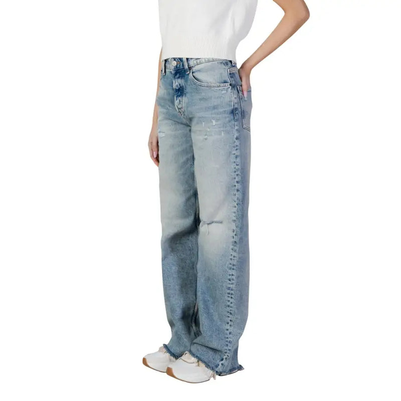 Tommy Hilfiger Jean taille haute pour femme en coton bio bleu clair