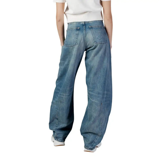 Tommy Hilfiger Jean large en coton bio bleu pour femme, vue de dos