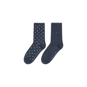 Tommy Hilfiger women’s cotton blend socks: dark blue with white polka dots and solid logo