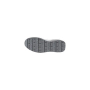 Gray rubber sole with repeating tommy jeans logo pattern on tommy hilfiger women’s grey leather sneakers