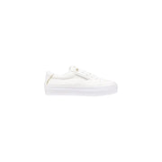 Tommy Hilfiger women’s white cotton low-top sneakers with chunky rubber sole and gold-tone lace eyelets