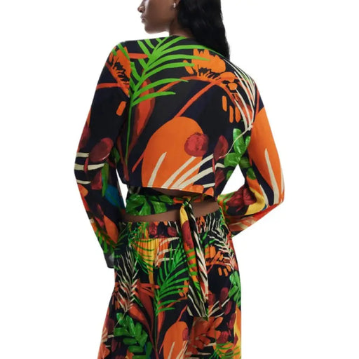 Tropical print crop top and pants set from Tropical Print Wrap Top and Pants Set collection