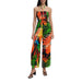 Tropical print halter jumpsuit with floral design, perfect for summer and beachwear