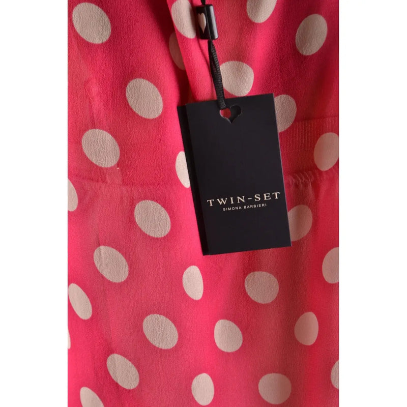 Ensemble deux pièces Simona Barbieri débardeur femme top en polyester rouge, avec une robe rose vif à pois crème