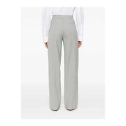 Ensemble twin-set gris clair pour femme, en laine mélangée, composé d'un pantalon taille haute à jambes larges, coupe ajustée et fermeture éclair/bouton, taille 44