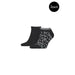 Two pairs of Calvin Klein Men ankle socks featuring contrasting text patterns