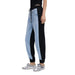 Light Blue Denim Jogger Pants with Black Side Stripes showcasing two-tone design and casual style