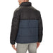 Two-tone puffer jacket showcasing a stylish design for winter fashion enthusiasts