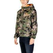 U.S. Polo Assn. men blazer classic fit cotton blend with camouflage pattern hooded jacket and orange zipper details