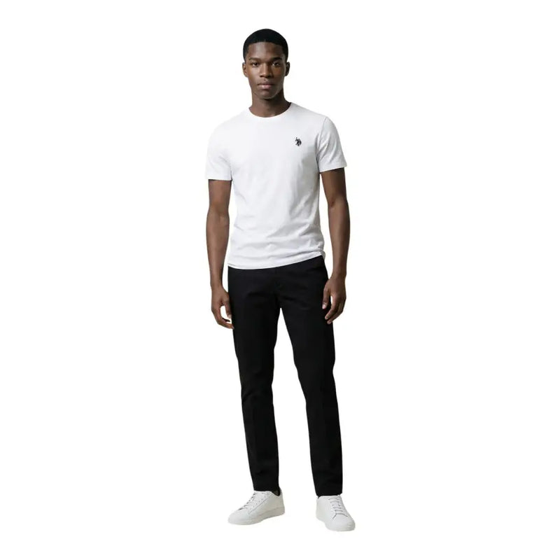 coton blanc à manches courtes t-shirt avec de petites broderies U.s. Polo Assn. logo sur la poitrine gauche pour hommes