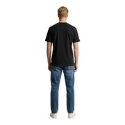 T-shirt noir à manches courtes et col rond en coton t-shirt Pour homme, coupe classique moyenne, par US Polo Assn