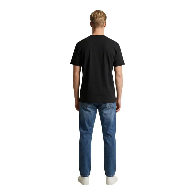 T-shirt noir à manches courtes et col rond en coton t-shirt Pour homme, coupe classique moyenne, par US Polo Assn