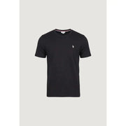 T-shirt noir à manches courtes et col rond en coton t-shirt Polo US Assn., coupe classique moyenne, avec petit logo blanc brodé sur la poitrine gauche.