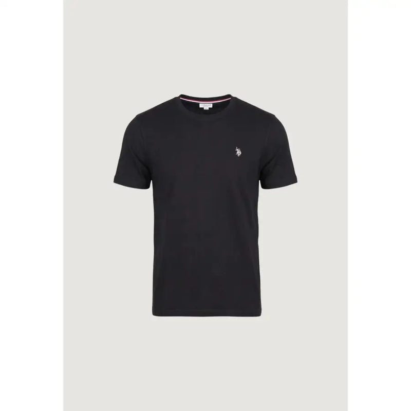 T-shirt noir à manches courtes et col rond en coton t-shirt Polo US Assn., coupe classique moyenne, avec petit logo blanc brodé sur la poitrine gauche.