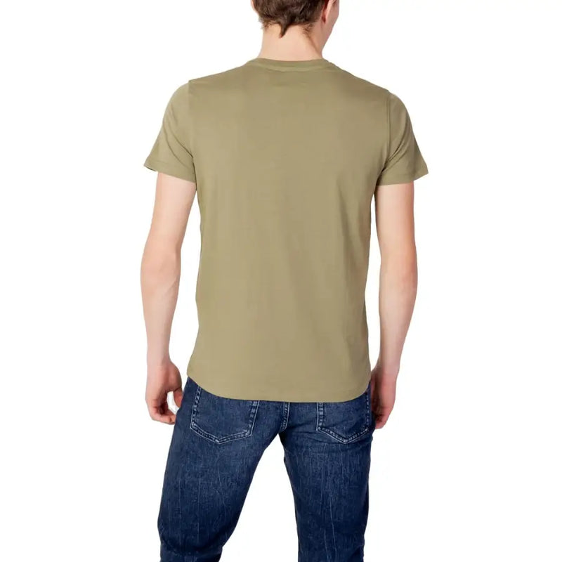 U.S. Polo Assn. men’s olive green short-sleeved cotton t-shirt with short round neck front view