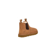 Bottes Chelsea Ugg pour homme en similicuir beige avec intérieur en daim marron clair et languettes pour un enfilage facile