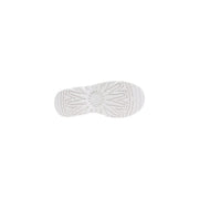 White rubber sole with geometric starburst tread pattern on ugg women beige leather platform boots