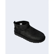 Ugg women leather boots black classic ultra mini with black suede exterior plush interior and durable rubber sole