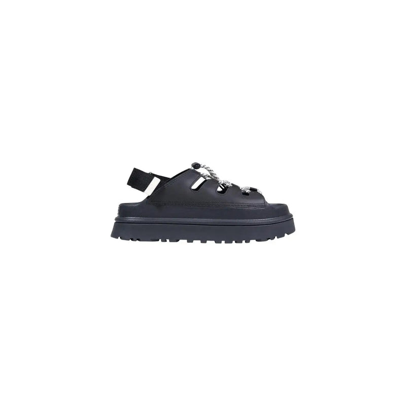 Ugg women sandals black polyurethane platform sandal with chunky sole and decorative chain detailing for spring footwear