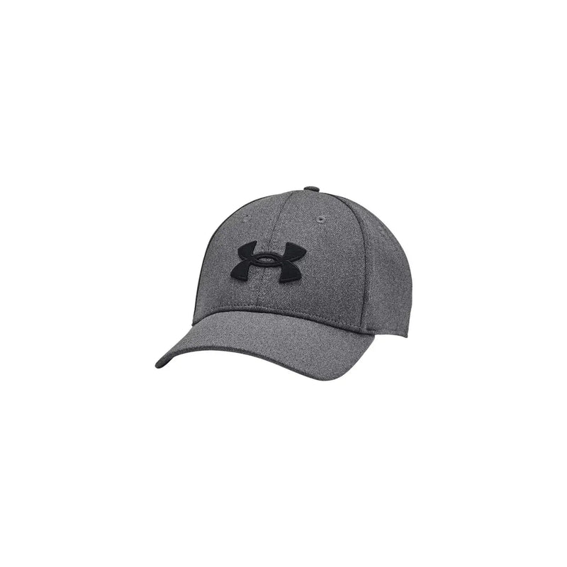 Under Armour Casquette de baseball Blitzing Low pour homme en tissu texturé gris avec logo noir, vue de face